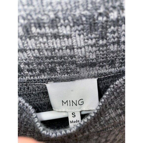 Ming Gray Patterned Knit Sweater Top S 3/4 Sleeves Acrylic/Wool Blend Textured D - Picture 3 of 8